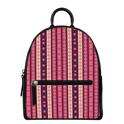 Pink And Purple Southwestern Print Leather Backpack