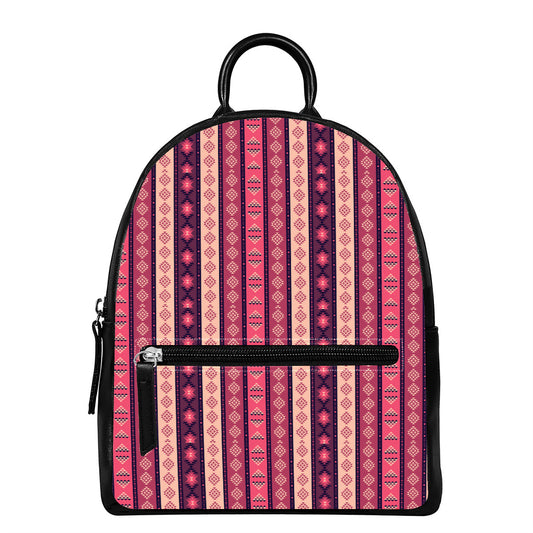 Pink And Purple Southwestern Print Leather Backpack