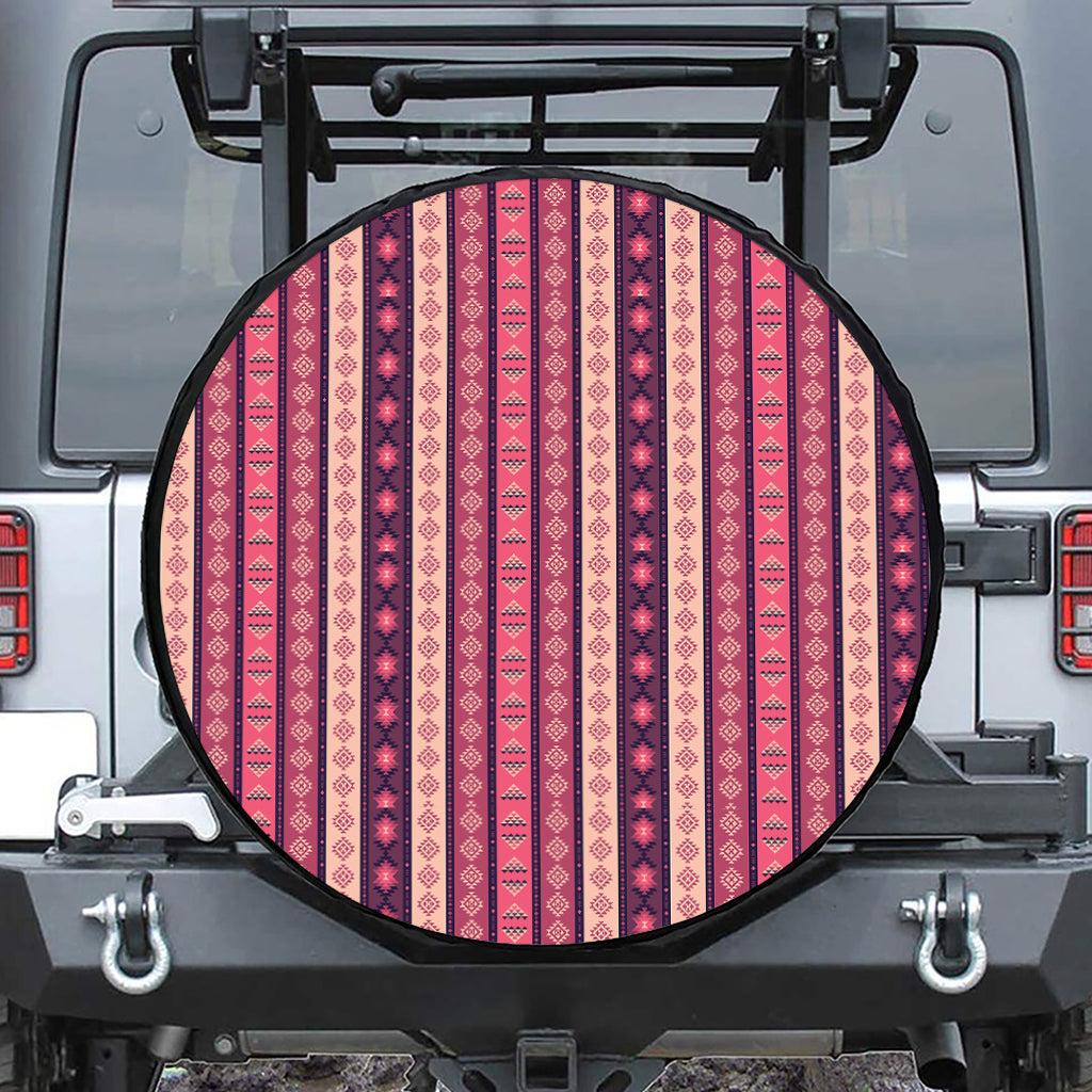 Pink And Purple Southwestern Print Leather Spare Tire Cover
