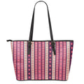 Pink And Purple Southwestern Print Leather Tote Bag With Zipper