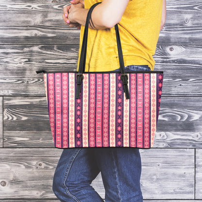 Pink And Purple Southwestern Print Leather Tote Bag