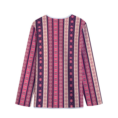 Pink And Purple Southwestern Print Long Sleeve Short Coat