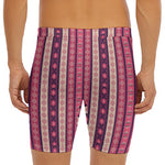 Pink And Purple Southwestern Print Men's Long Boxer Briefs