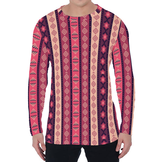 Pink And Purple Southwestern Print Men's Long Sleeve T-Shirt