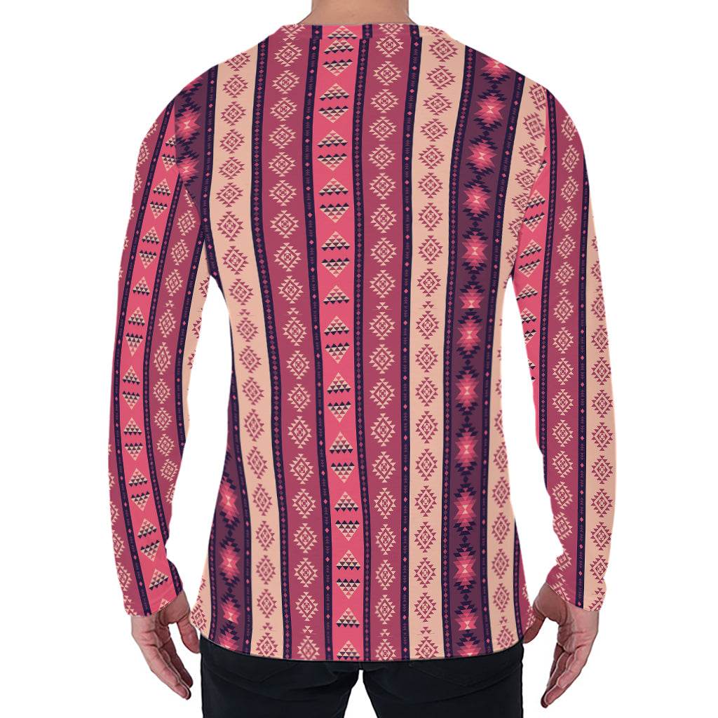 Pink And Purple Southwestern Print Men's Long Sleeve T-Shirt