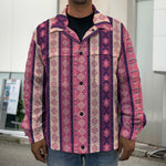 Pink And Purple Southwestern Print Men's Shirt Jacket