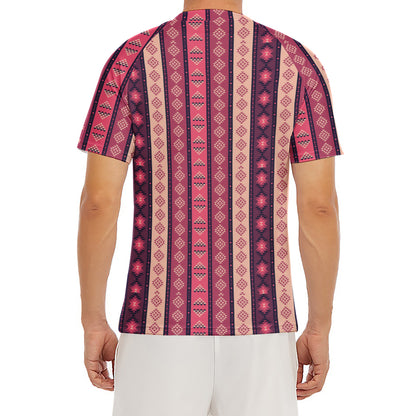 Pink And Purple Southwestern Print Men's Short Sleeve Rash Guard