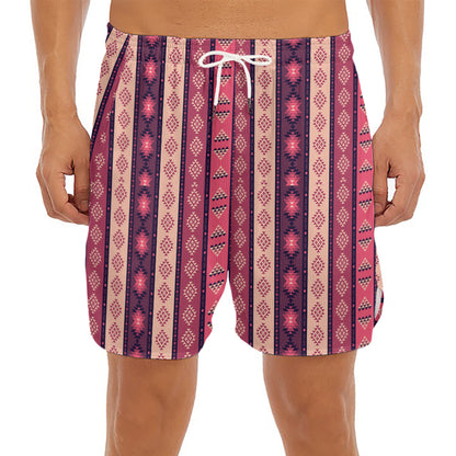 Pink And Purple Southwestern Print Men's Split Running Shorts