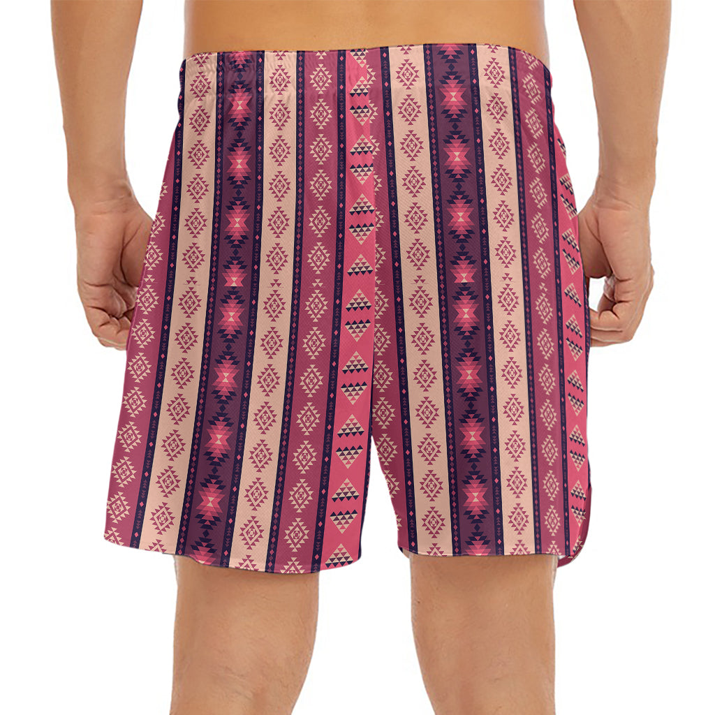 Pink And Purple Southwestern Print Men's Split Running Shorts