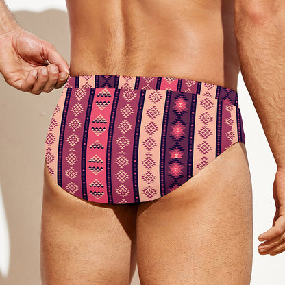 Pink And Purple Southwestern Print Men's Swim Briefs
