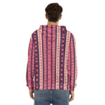 Pink And Purple Southwestern Print Men's Velvet Pullover Hoodie