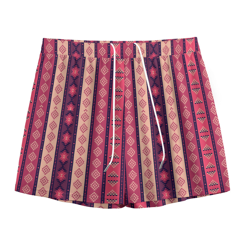 Pink And Purple Southwestern Print Mesh Shorts