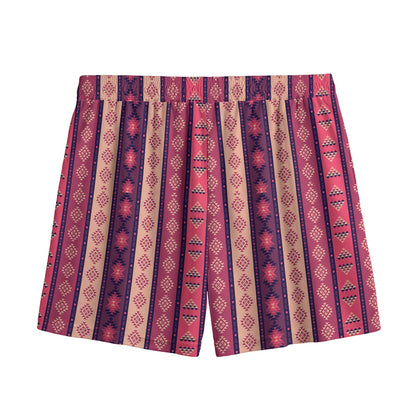 Pink And Purple Southwestern Print Mesh Shorts