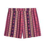 Pink And Purple Southwestern Print Mesh Shorts