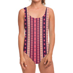 Pink And Purple Southwestern Print One Piece Swimsuit