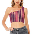 Pink And Purple Southwestern Print One Shoulder Crop Top