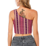 Pink And Purple Southwestern Print One Shoulder Crop Top