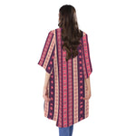 Pink And Purple Southwestern Print Open Front Beach Cover Up