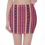 Pink And Purple Southwestern Print Pencil Mini Skirt