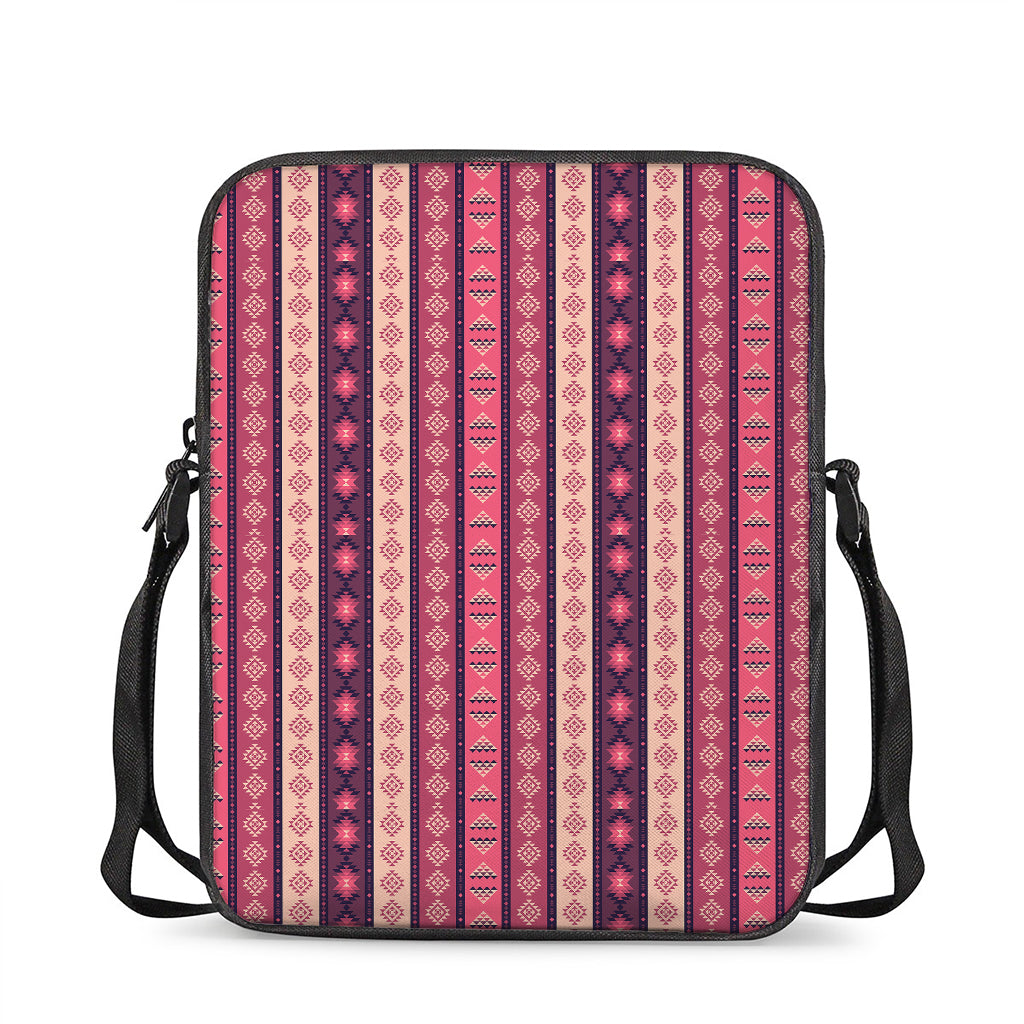 Pink And Purple Southwestern Print Rectangular Crossbody Bag