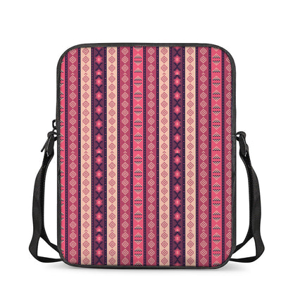 Pink And Purple Southwestern Print Rectangular Crossbody Bag