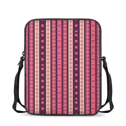 Pink And Purple Southwestern Print Rectangular Crossbody Bag