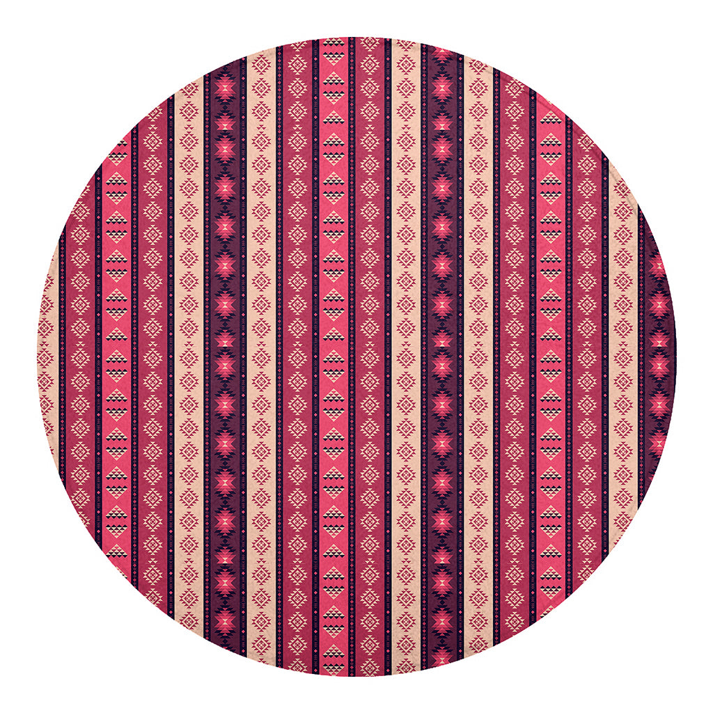 Pink And Purple Southwestern Print Round Blanket