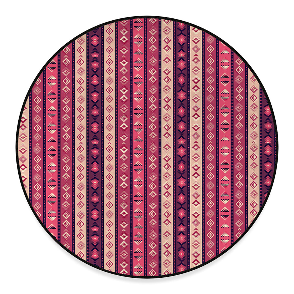 Pink And Purple Southwestern Print Round Floor Mat