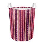 Pink And Purple Southwestern Print Round Laundry Basket