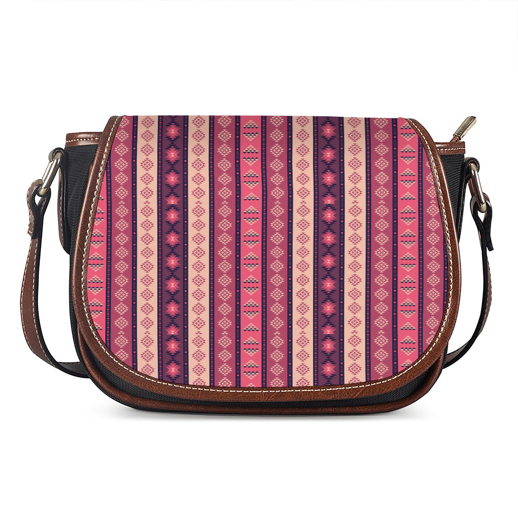 Pink And Purple Southwestern Print Saddle Bag