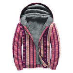 Pink And Purple Southwestern Print Sherpa Lined Zip Up Hoodie
