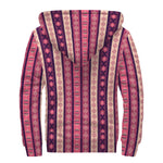Pink And Purple Southwestern Print Sherpa Lined Zip Up Hoodie