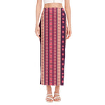 Pink And Purple Southwestern Print Side Slit Maxi Skirt