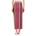 Pink And Purple Southwestern Print Side Slit Maxi Skirt