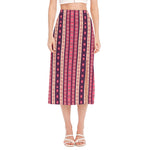 Pink And Purple Southwestern Print Side Slit Midi Skirt