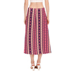 Pink And Purple Southwestern Print Side Slit Midi Skirt