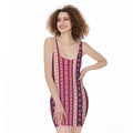 Pink And Purple Southwestern Print Sleeveless Bodycon Dress