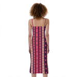 Pink And Purple Southwestern Print Slim Fit Midi Cami Dress