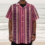 Pink And Purple Southwestern Print Textured Short Sleeve Shirt