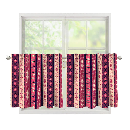 Pink And Purple Southwestern Print Tier Curtains