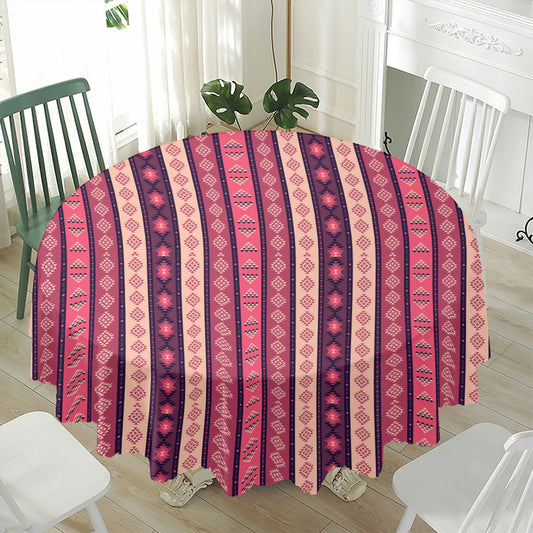 Pink And Purple Southwestern Print Waterproof Round Tablecloth
