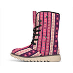 Pink And Purple Southwestern Print Winter Boots