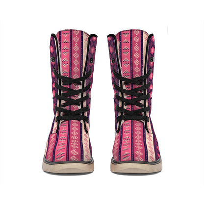 Pink And Purple Southwestern Print Winter Boots