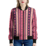 Pink And Purple Southwestern Print Women's Bomber Jacket