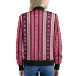 Pink And Purple Southwestern Print Women's Bomber Jacket