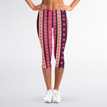 Pink And Purple Southwestern Print Women's Capri Leggings