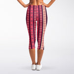 Pink And Purple Southwestern Print Women's Capri Leggings