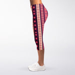 Pink And Purple Southwestern Print Women's Capri Leggings