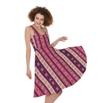 Pink And Purple Southwestern Print Women's Sleeveless Dress