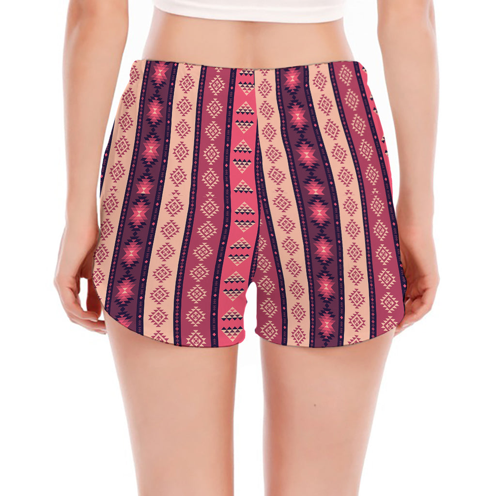 Pink And Purple Southwestern Print Women's Split Running Shorts